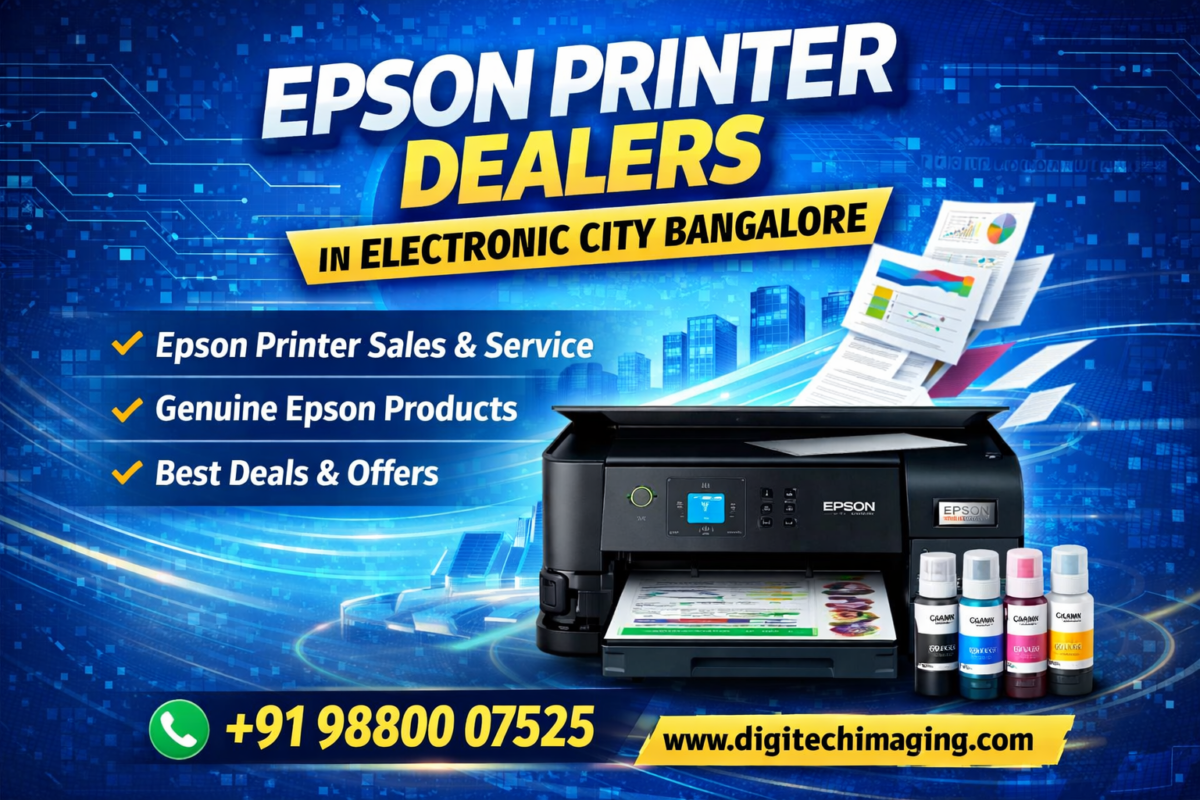 Epson Printer Dealers in Electronic City Bangalore offering Epson printer sales, genuine ink bottles, and printer solutions by Digitech Imaging Solutions