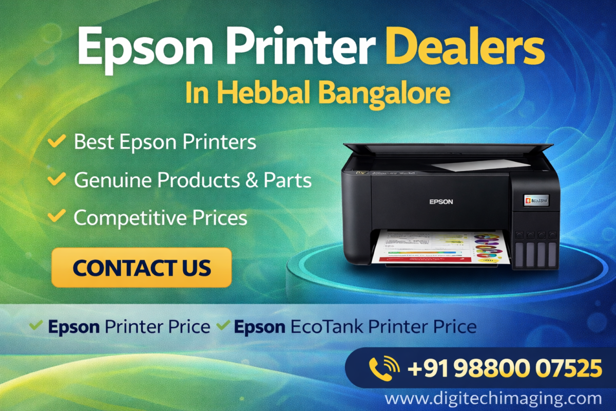 Epson Printer Dealers in Hebbal Bangalore offering Epson EcoTank printers, ink tank printers and best Epson printer price at Digitech Imaging