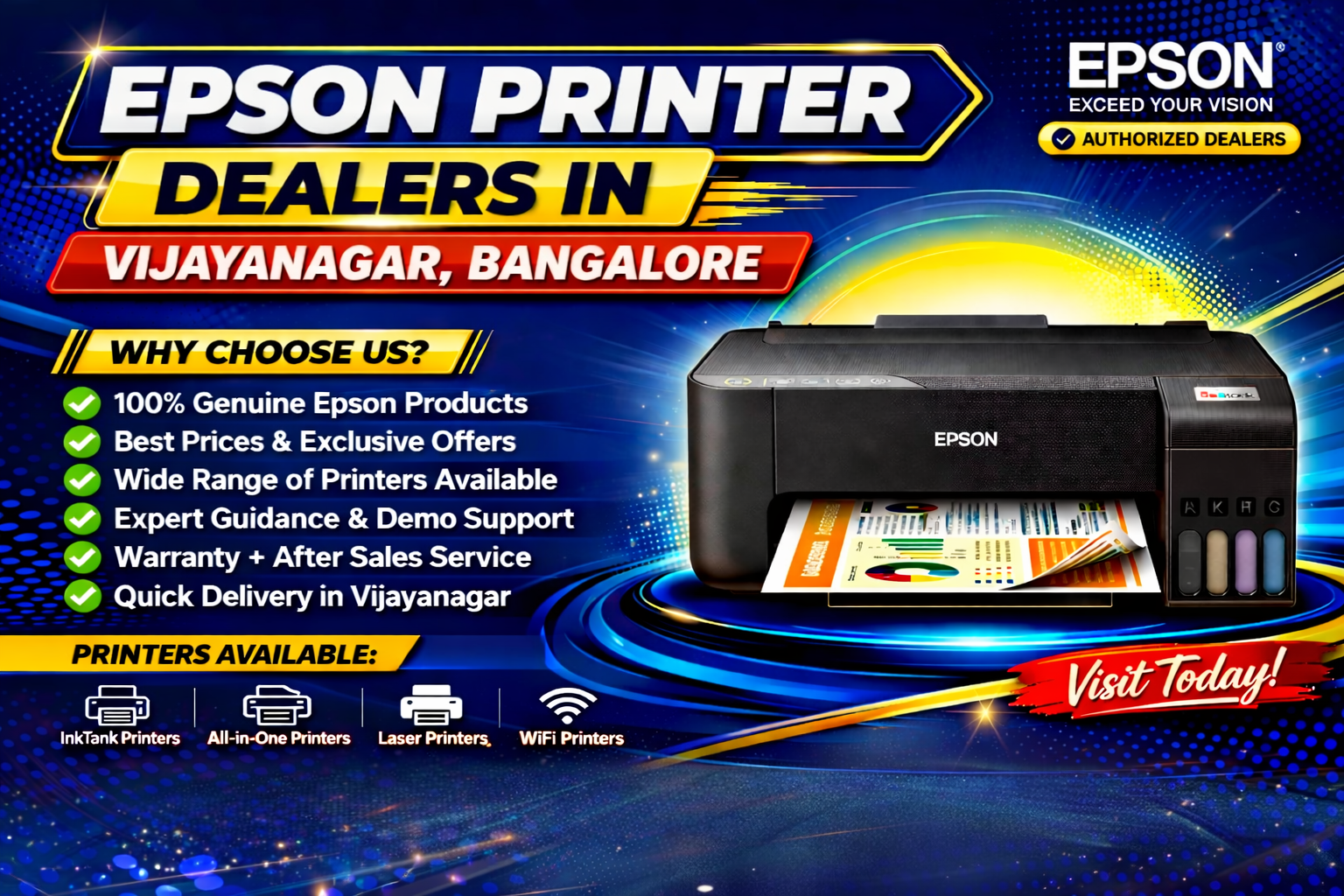 Epson Printer Dealers in Vijayanagar Bangalore offering genuine Epson InkTank, All-in-One, Laser and WiFi printers with best price and expert support – Digitech Imaging