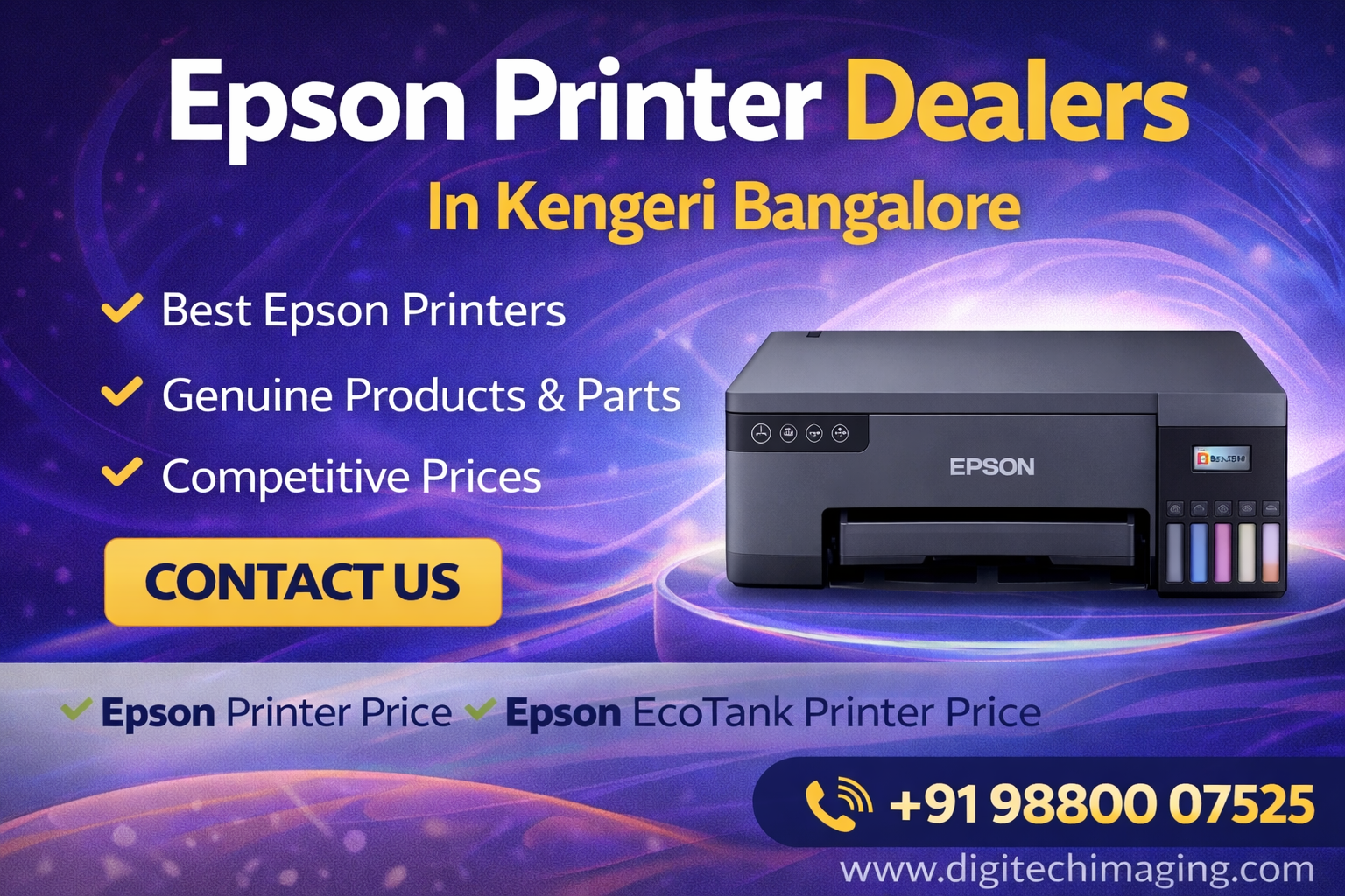 Epson Printer Dealers in Kengeri Bangalore offering Epson EcoTank printers, ink tank printers and best Epson printer price at Digitech Imaging
