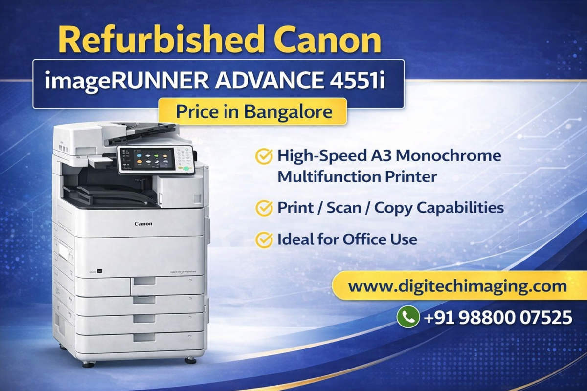 Refurbished Canon imageRUNNER ADVANCE 4551i price in Bangalore A3 monochrome multifunction printer for office print scan copy machine Digitech Imaging