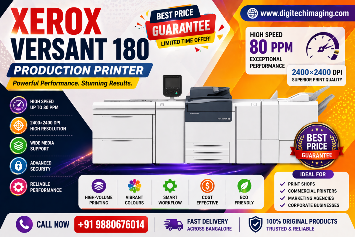 Xerox Versant 180 Production Printer 80 PPM 2400x2400 dpi high volume digital printing machine price in Bangalore Digitech Imaging