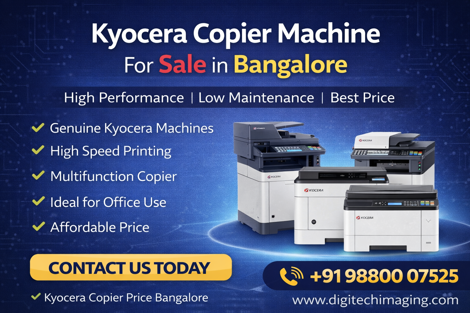 Kyocera Copier Machine for Sale Bangalore best price multifunction printer dealer Digitech Imaging Bangalore