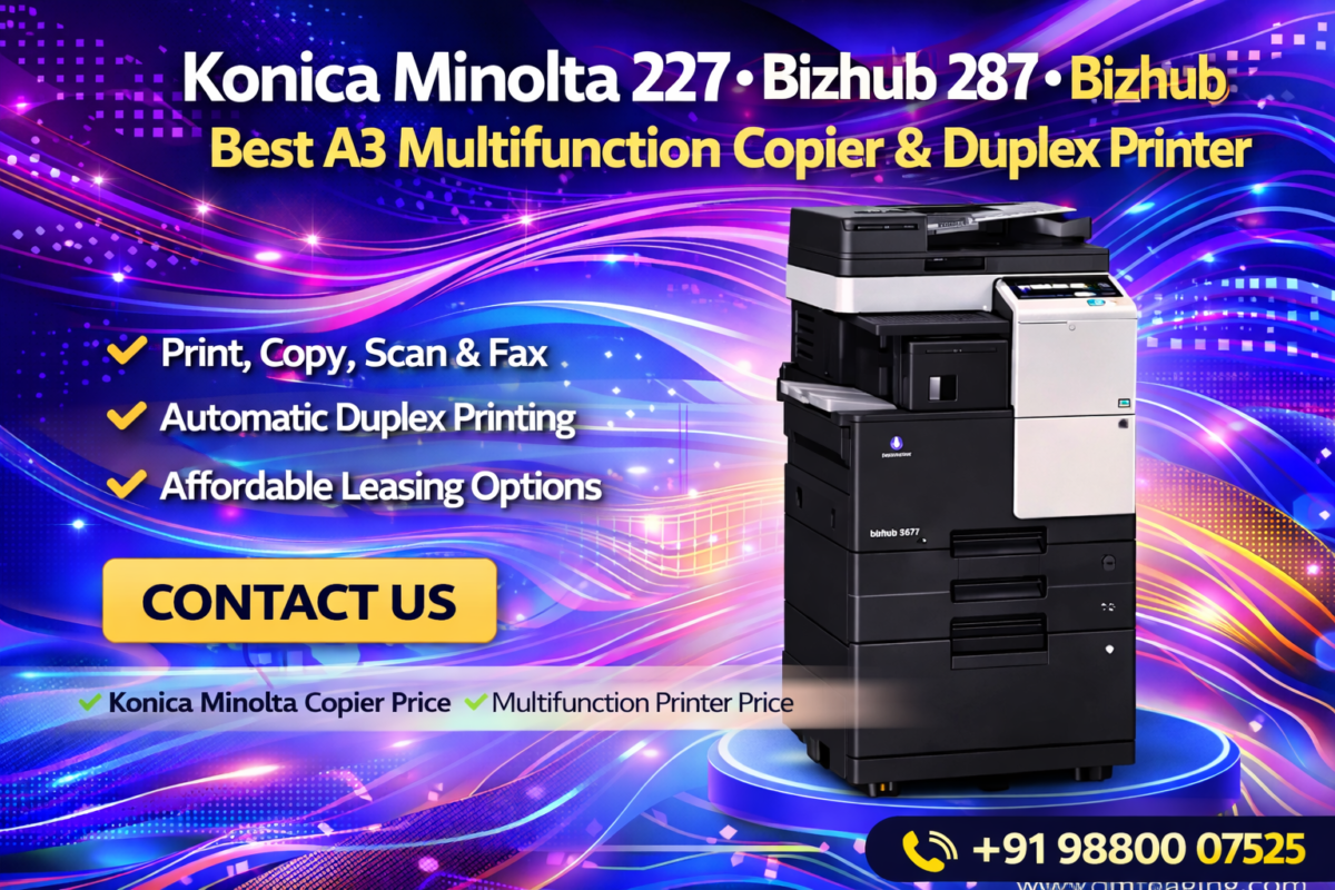 Konica Minolta Bizhub 227, Bizhub 287, Bizhub 367i A3 multifunction copier printer with duplex printing, scan, copy and fax features – best office photocopier machine price from Digitech Imaging