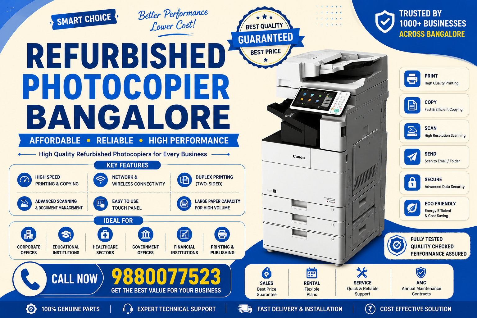 Refurbished Photocopier Bangalore sales rental service AMC affordable photocopier solutions