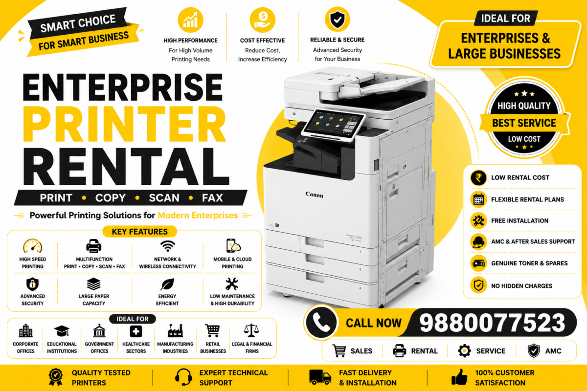 Enterprise Printer Rental services for large businesses with multifunction print copy scan fax solutions