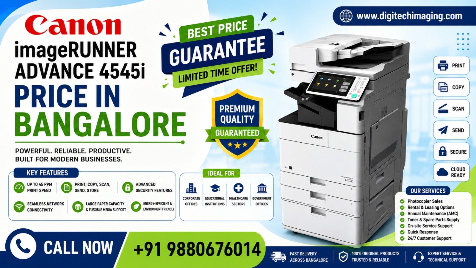 Canon imageRUNNER ADVANCE 4545i Price in Bangalore photocopier machine sales rental service by Digitech Imaging