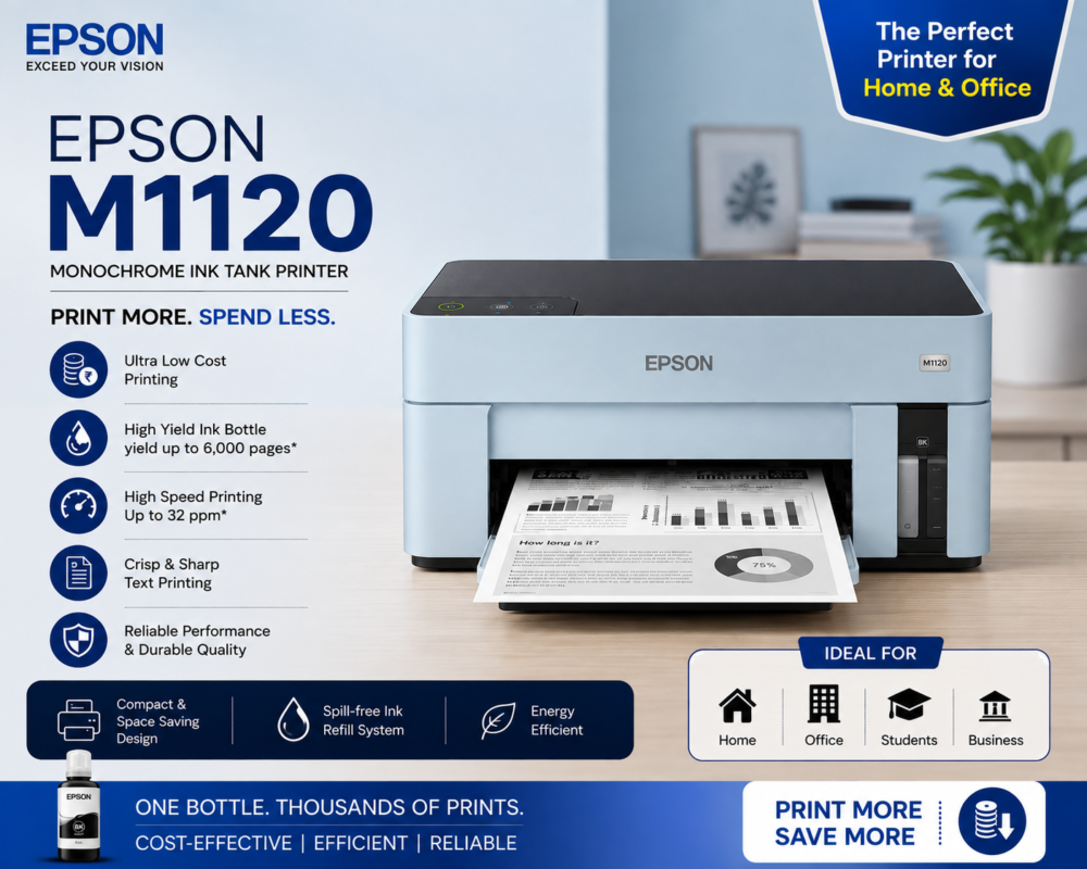 Epson M1120 Printer in Bangalore – EcoTank Monochrome Wi-Fi Printer