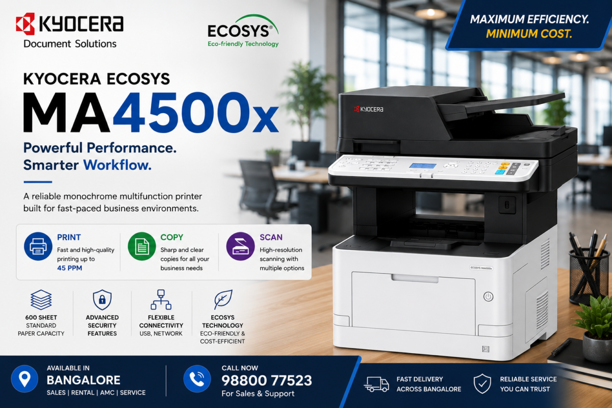 Kyocera ECOSYS MA4500x monochrome multifunction printer for print copy and scan in Bangalore