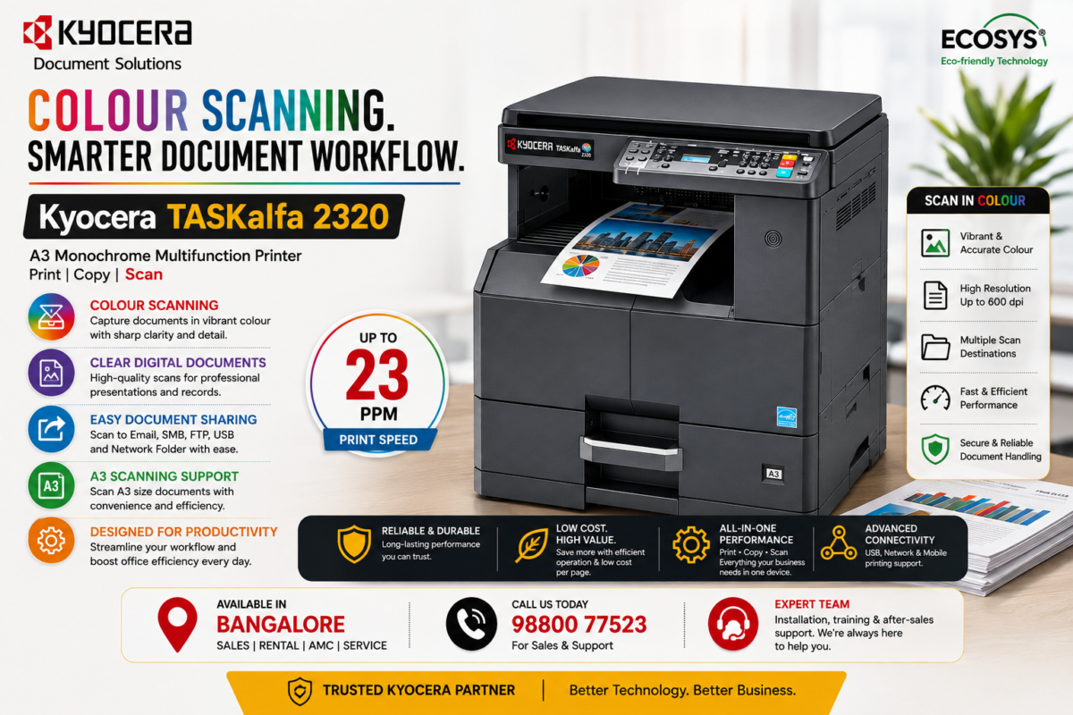 Kyocera TASKalfa 2320 colour scanning A3 multifunction photocopier in Bangalore