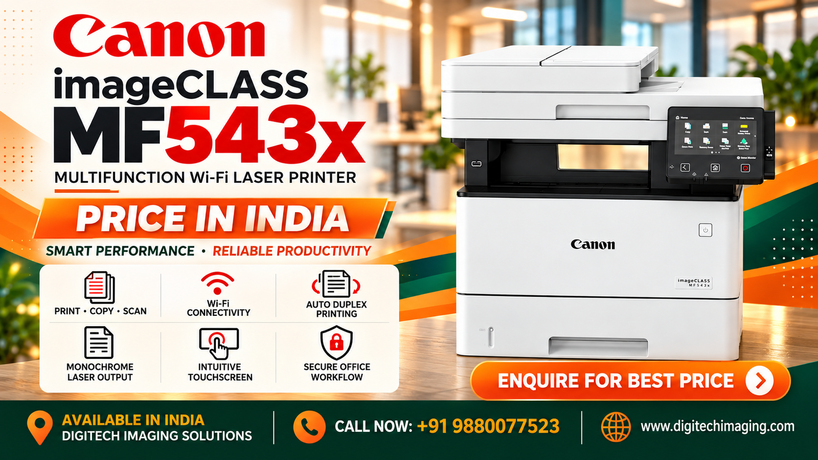 Canon imageCLASS MF543X Multi Function WiFi Laser Monochrome Printer External Design