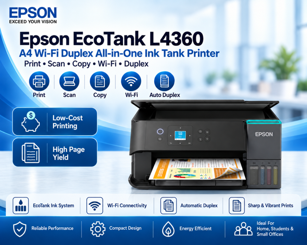Epson EcoTank L4360 A4 Wi-Fi Duplex All-in-One Ink Tank Printer