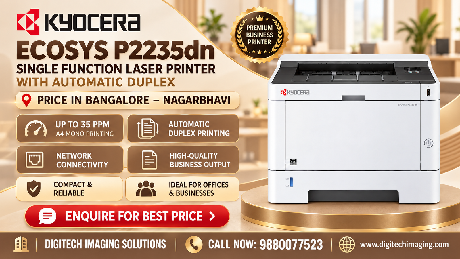 Kyocera ECOSYS P2235dn Single Function Laser Printer with Duplex Price in Bangalore Nagarbhavi