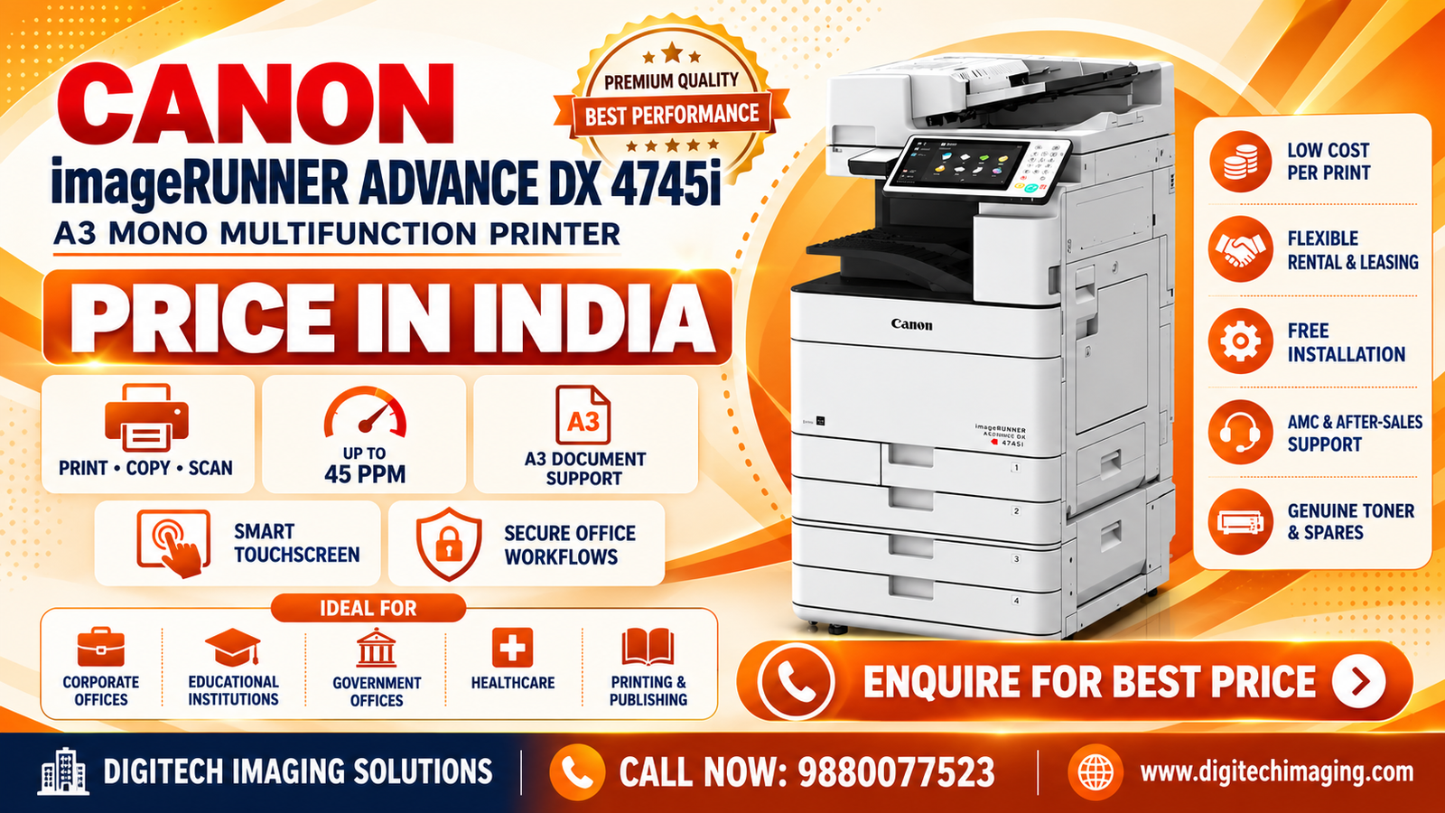 Canon 4745i A3 Mono Multifunction Printer Price in India