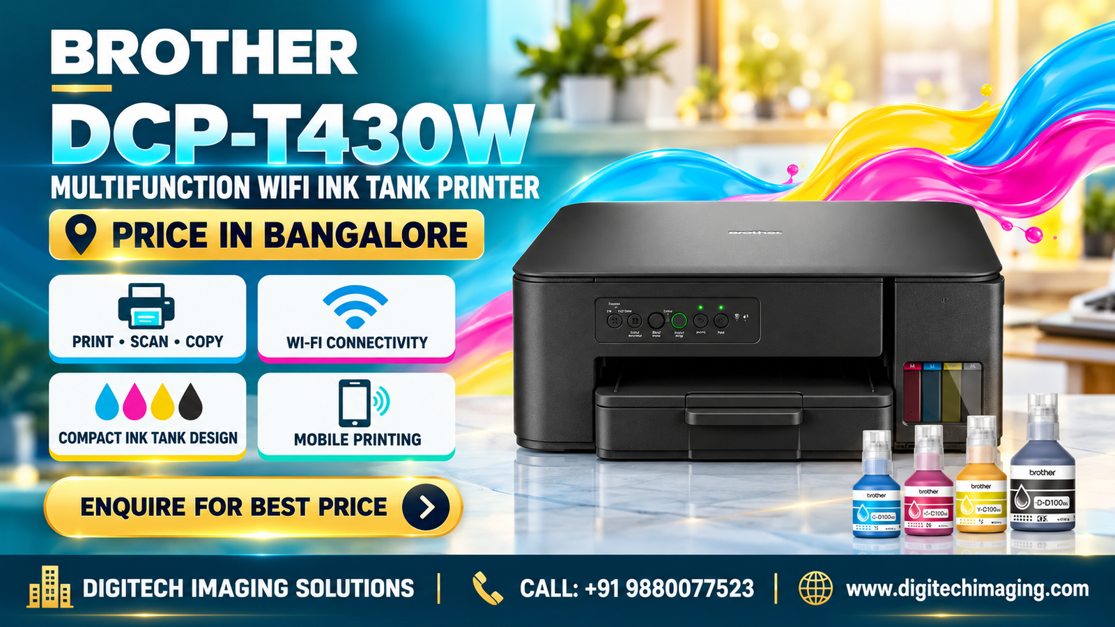 Brother DCP-T430W Multifunction WiFi Ink Tank Printer Price in Bangalore