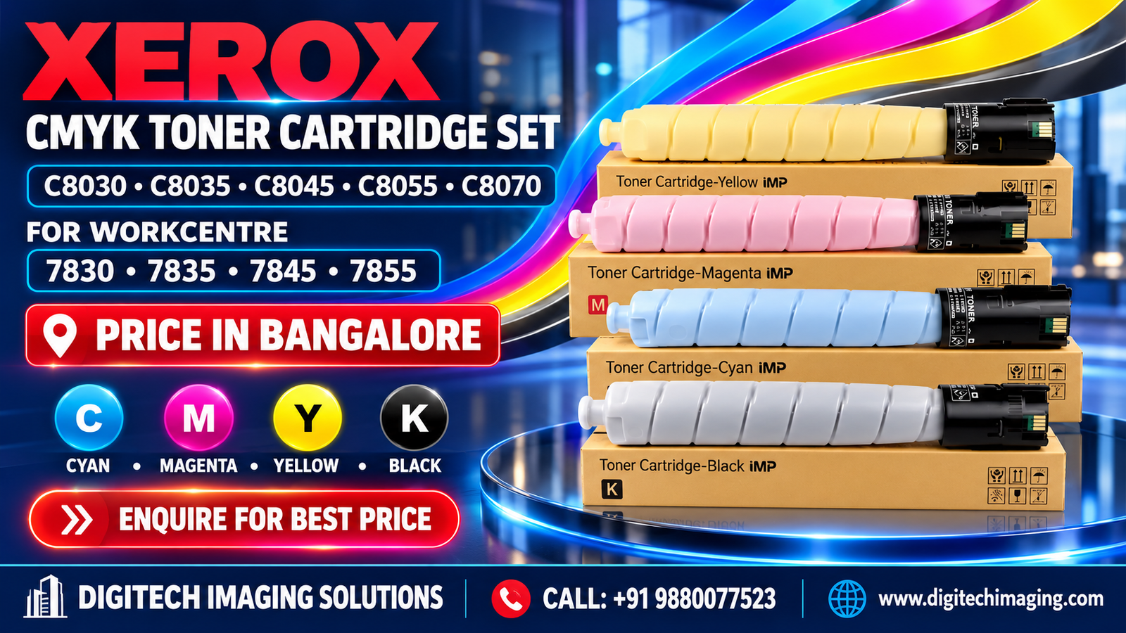Xerox C8030 C8035 C8045 C8055 C8070 CMYK Toner Cartridge Set Price in Bangalore